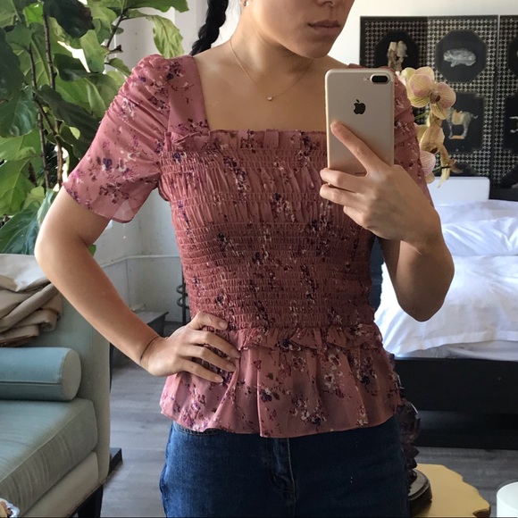 Lucy Paris Tops - LucyParis smocked chiffon printed blouse